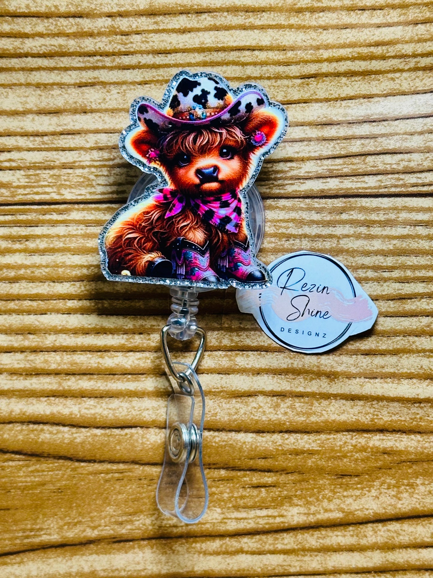 Cowboy Cow Badge Reel