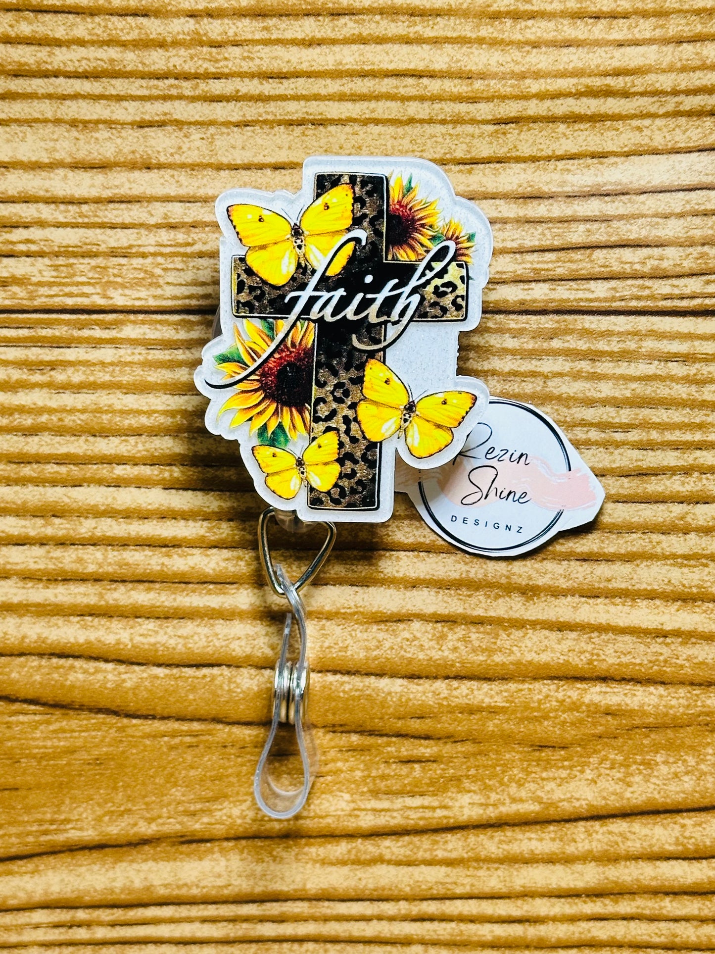 Faith With Yellow Butterflies Badge Reel