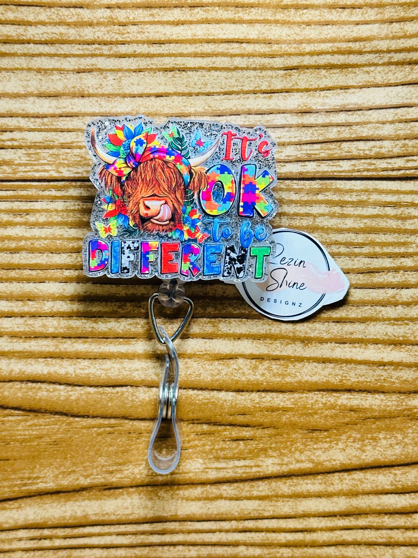 Autism Cow It's Okay To Be Different Badge Reel