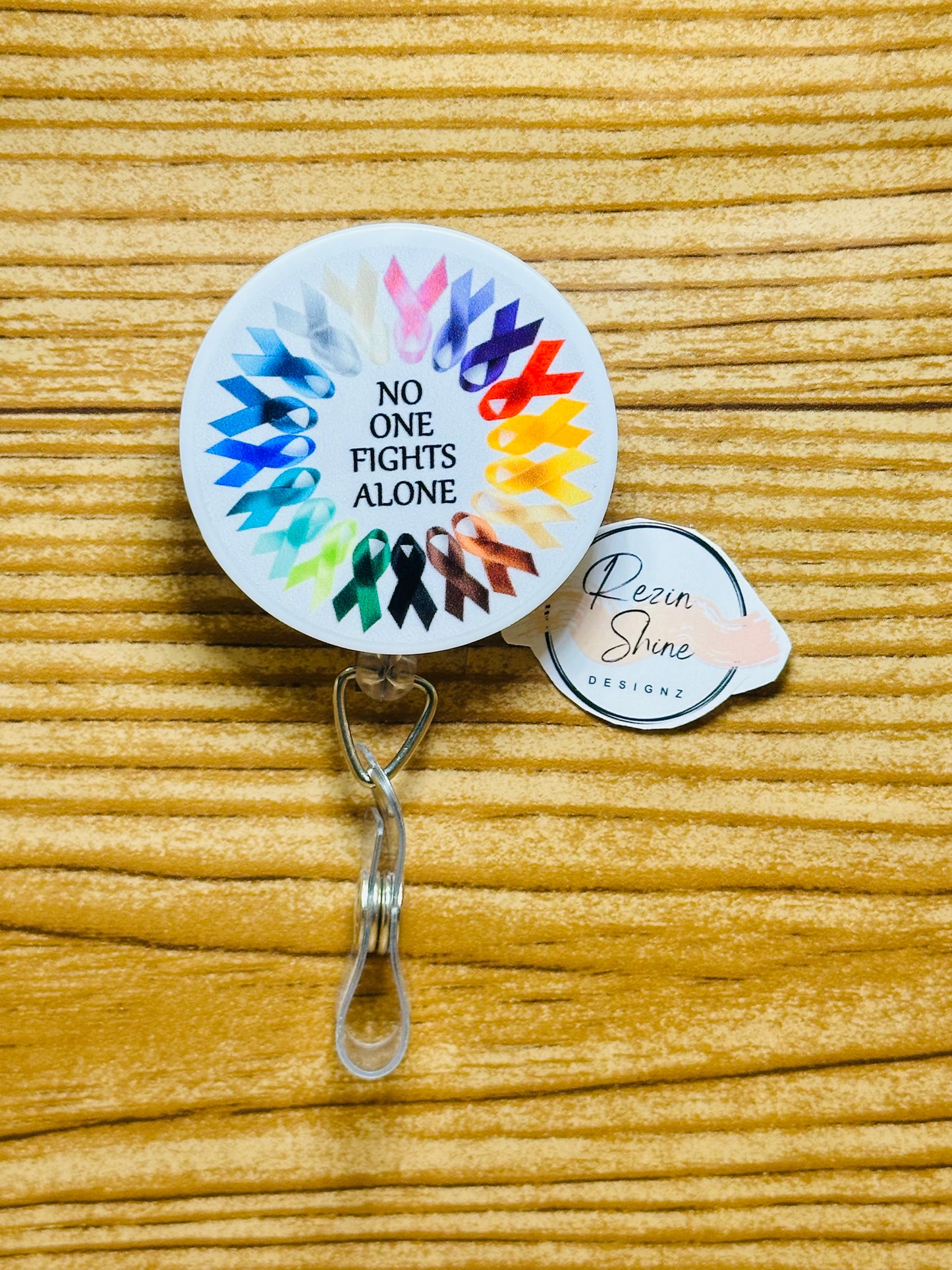All Cancers No One Fights Alone White Badge Reel