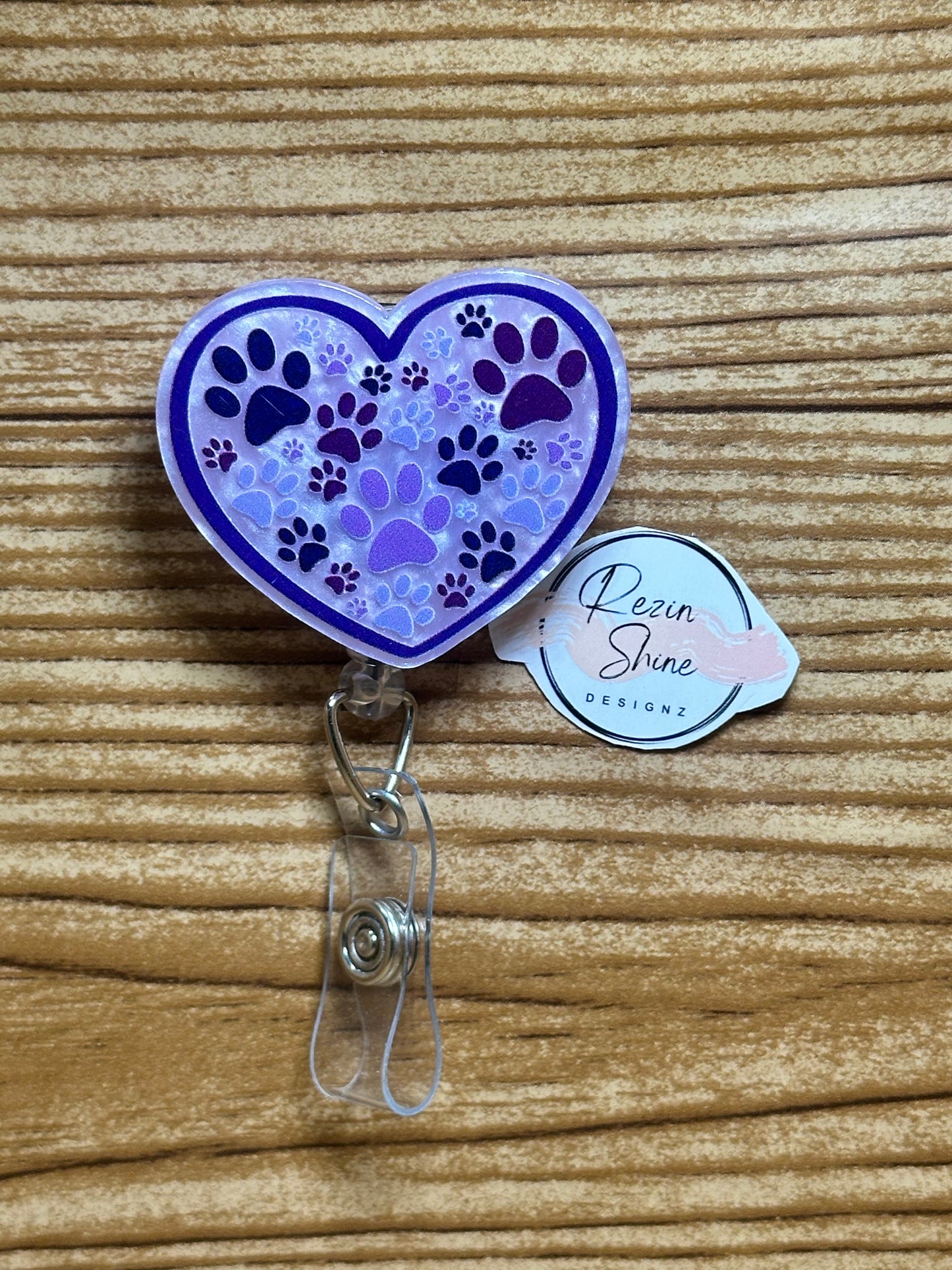 Purple Paw Heart Badge Reel