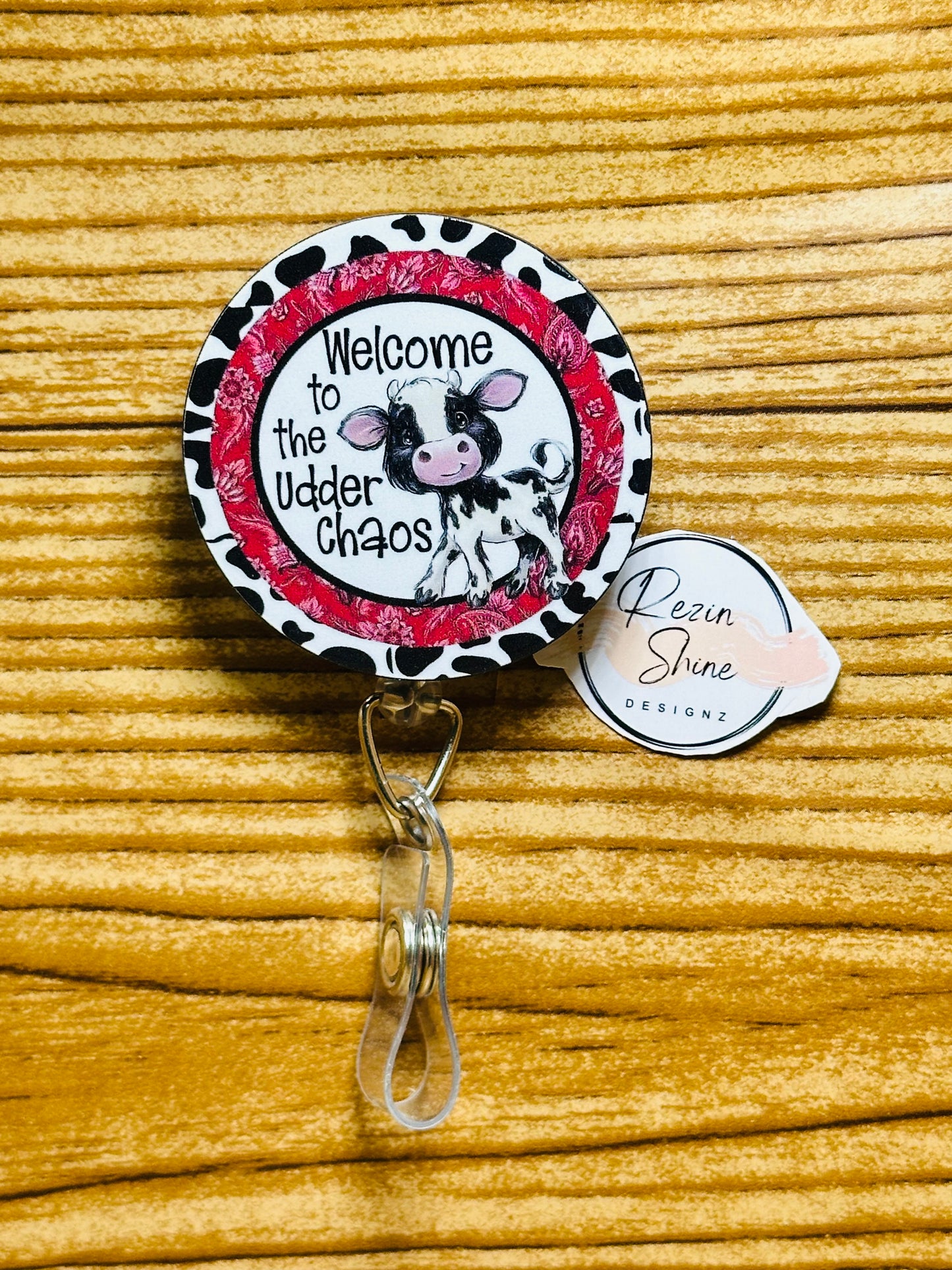 Udder Chaos Cow Badge Reel