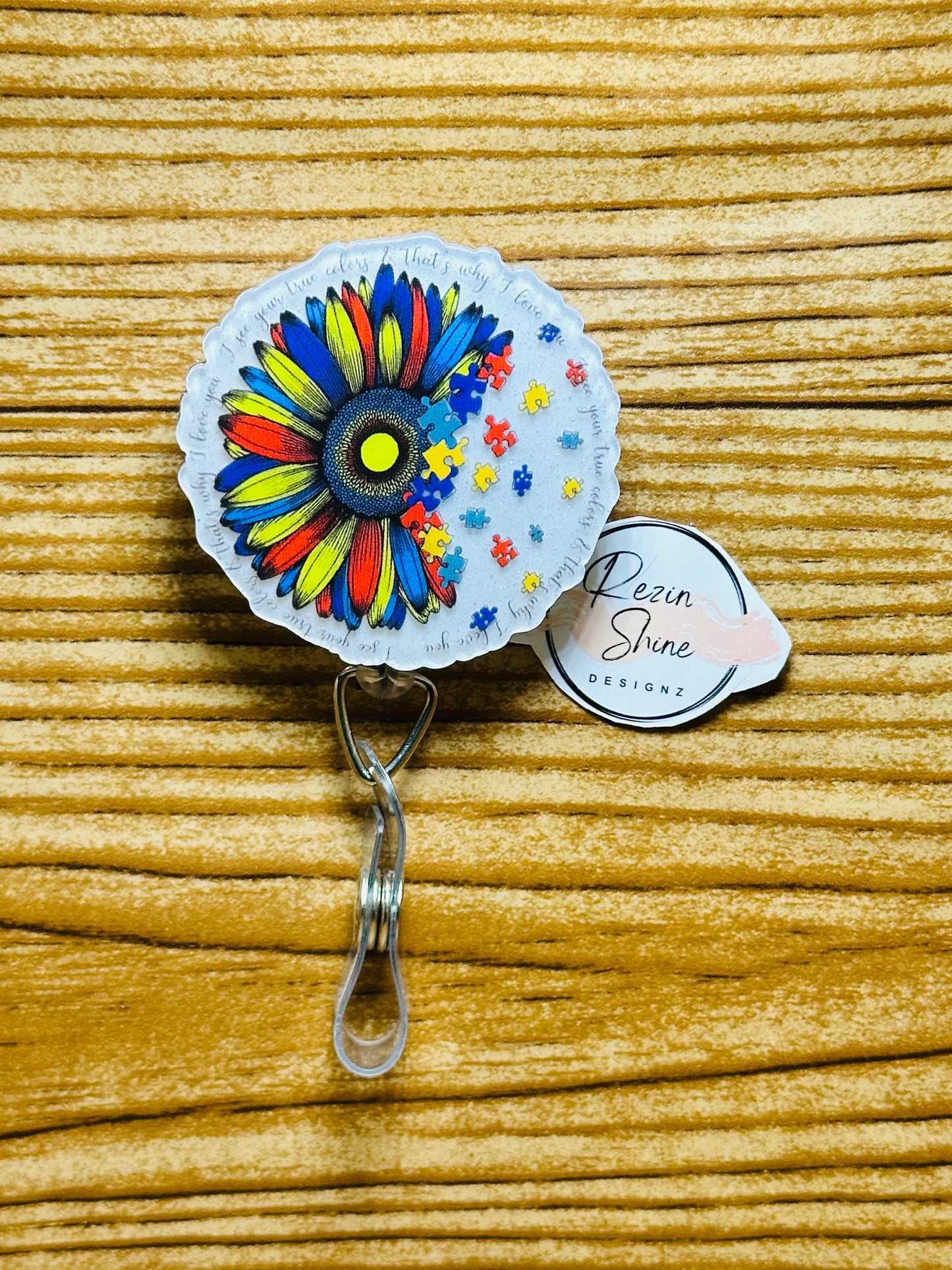 Autism Flower Badge Reel