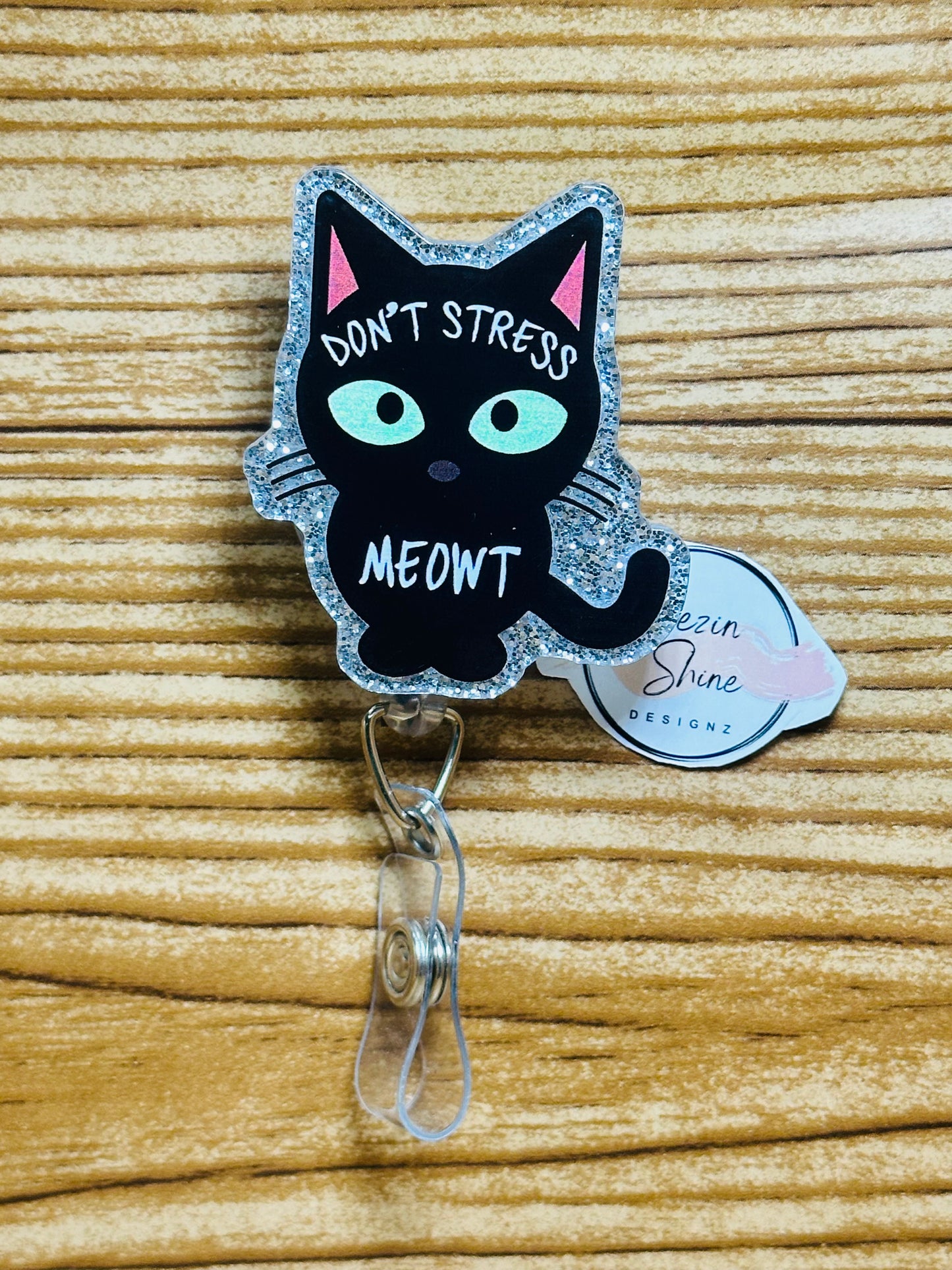 Don't Stress Meowt Cat Badge Reel