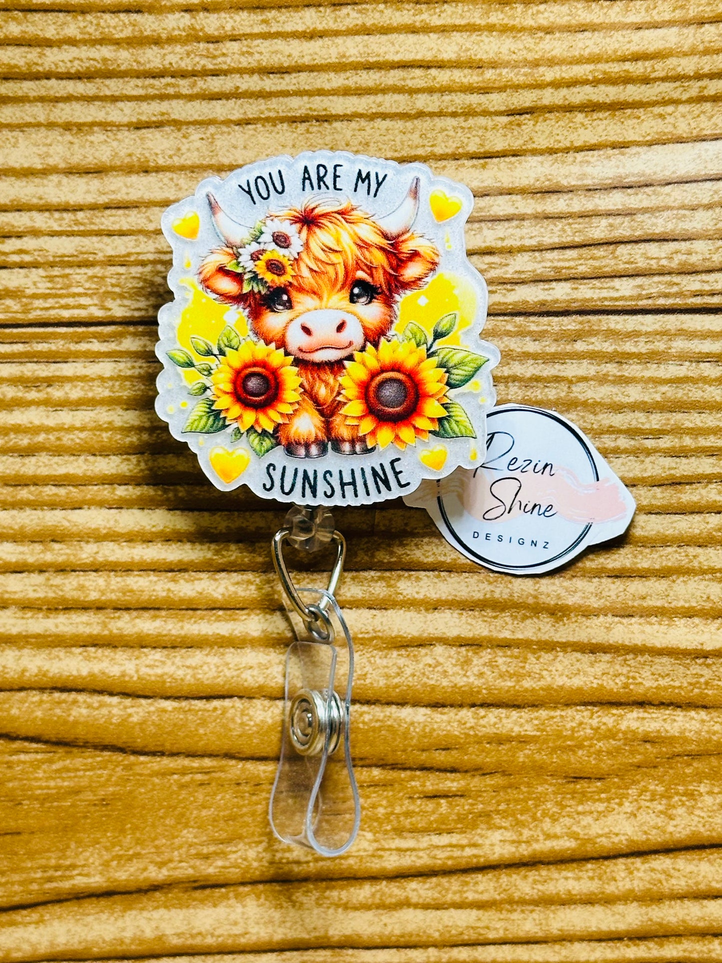 You Are My Sunshine Cow Badge Reel