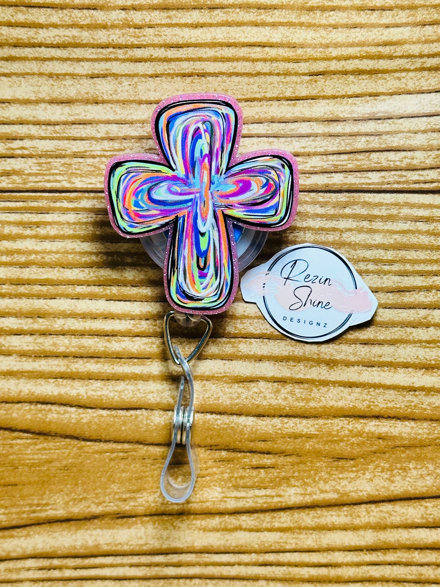 Colorful Cross Badge Reel