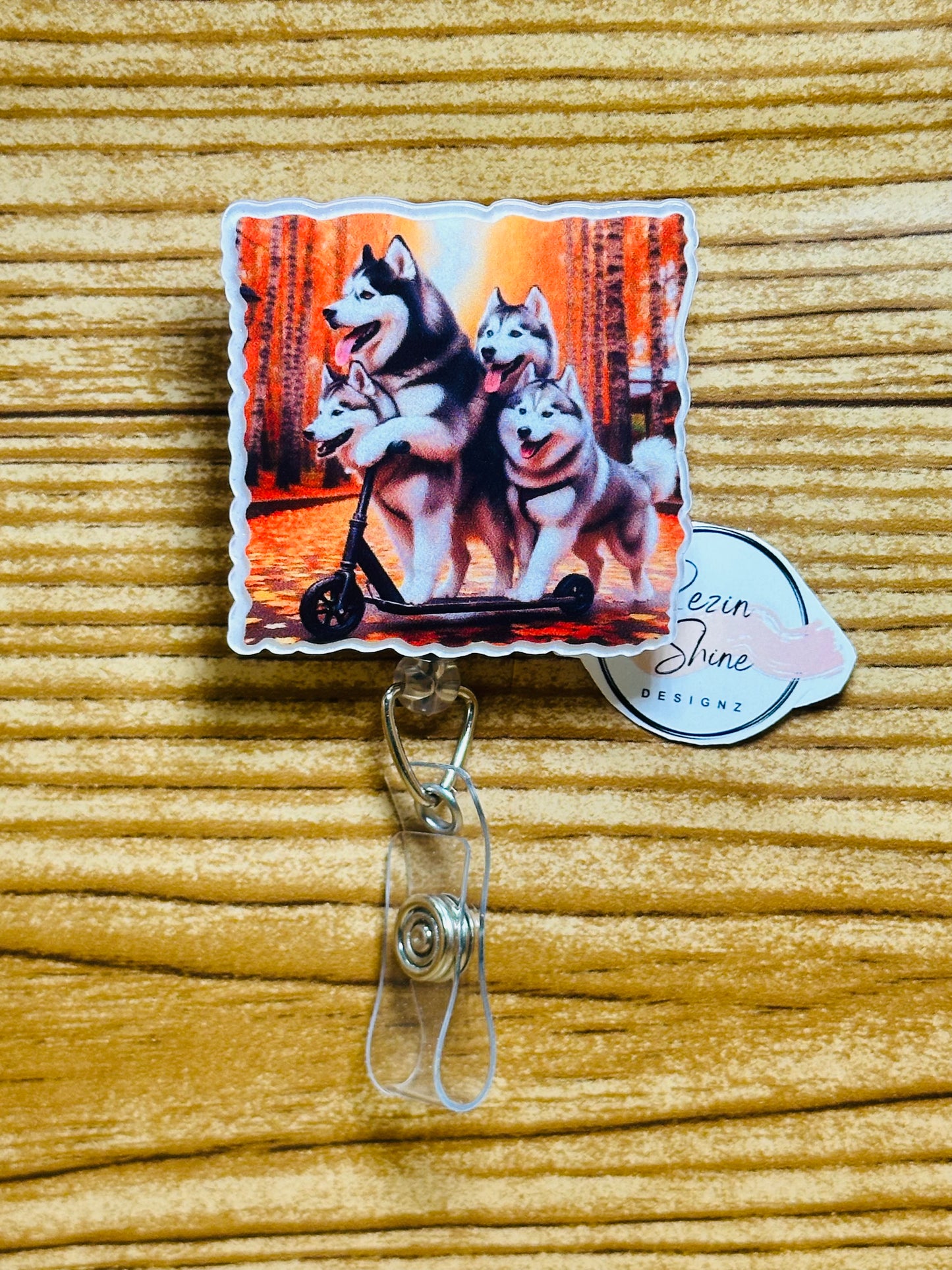 Siberian Husky Dog Badge Reel