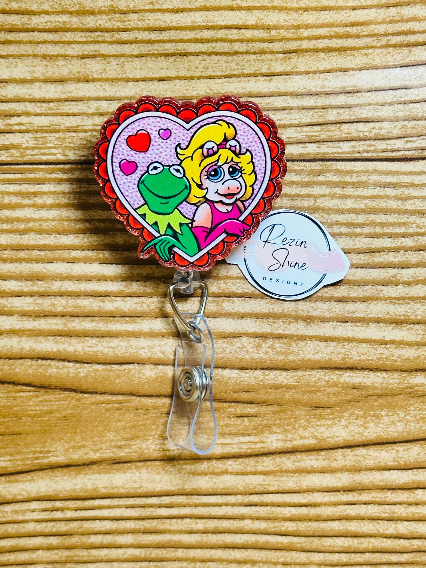 Cartoon Pig and Frog Badge Reel