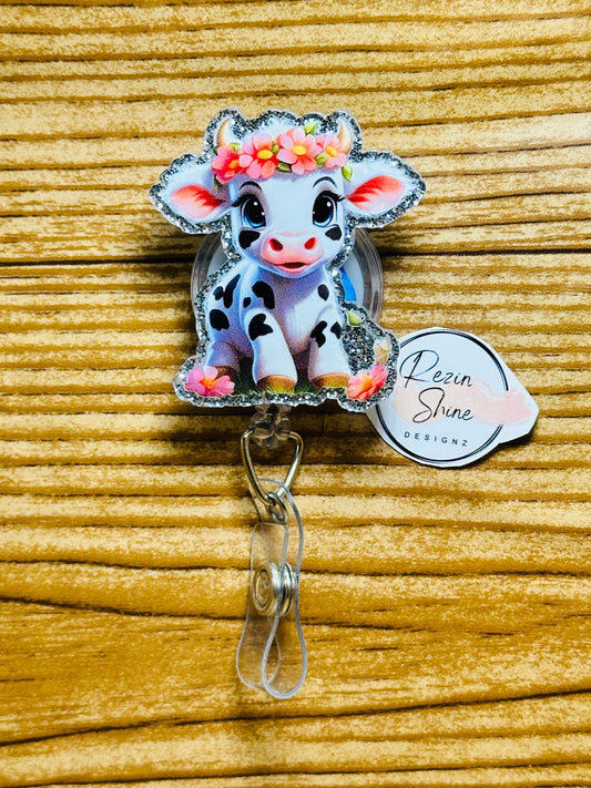 Flower Cow Badge Reel