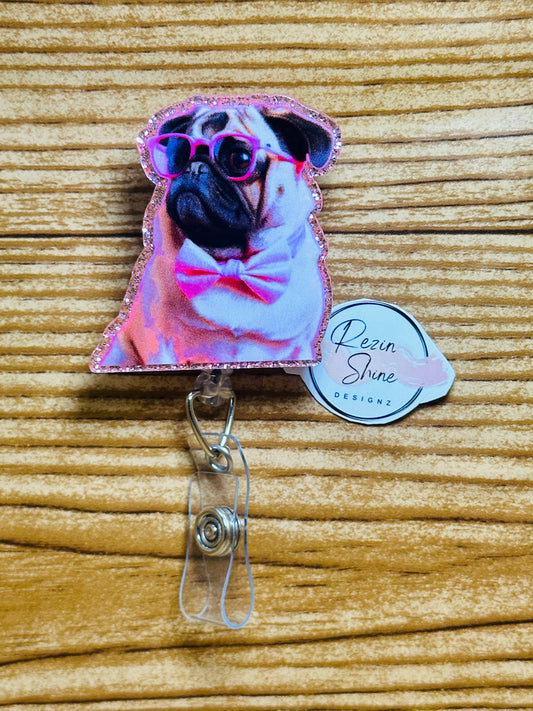 Pug Dog Badge Reel