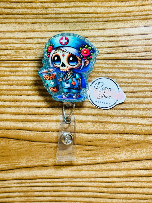Nurse Skeleton Badge Reel