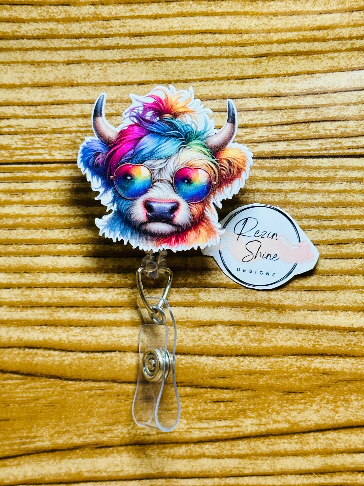 Colorful Cow Badge Reel