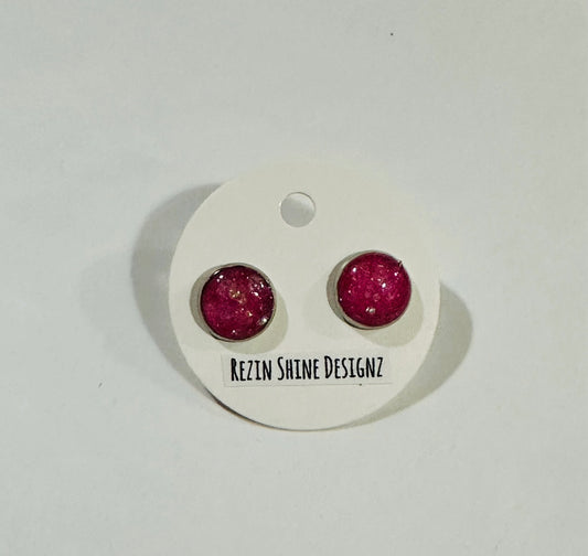 Pink 8-10 mm Rezin Stud Earringz