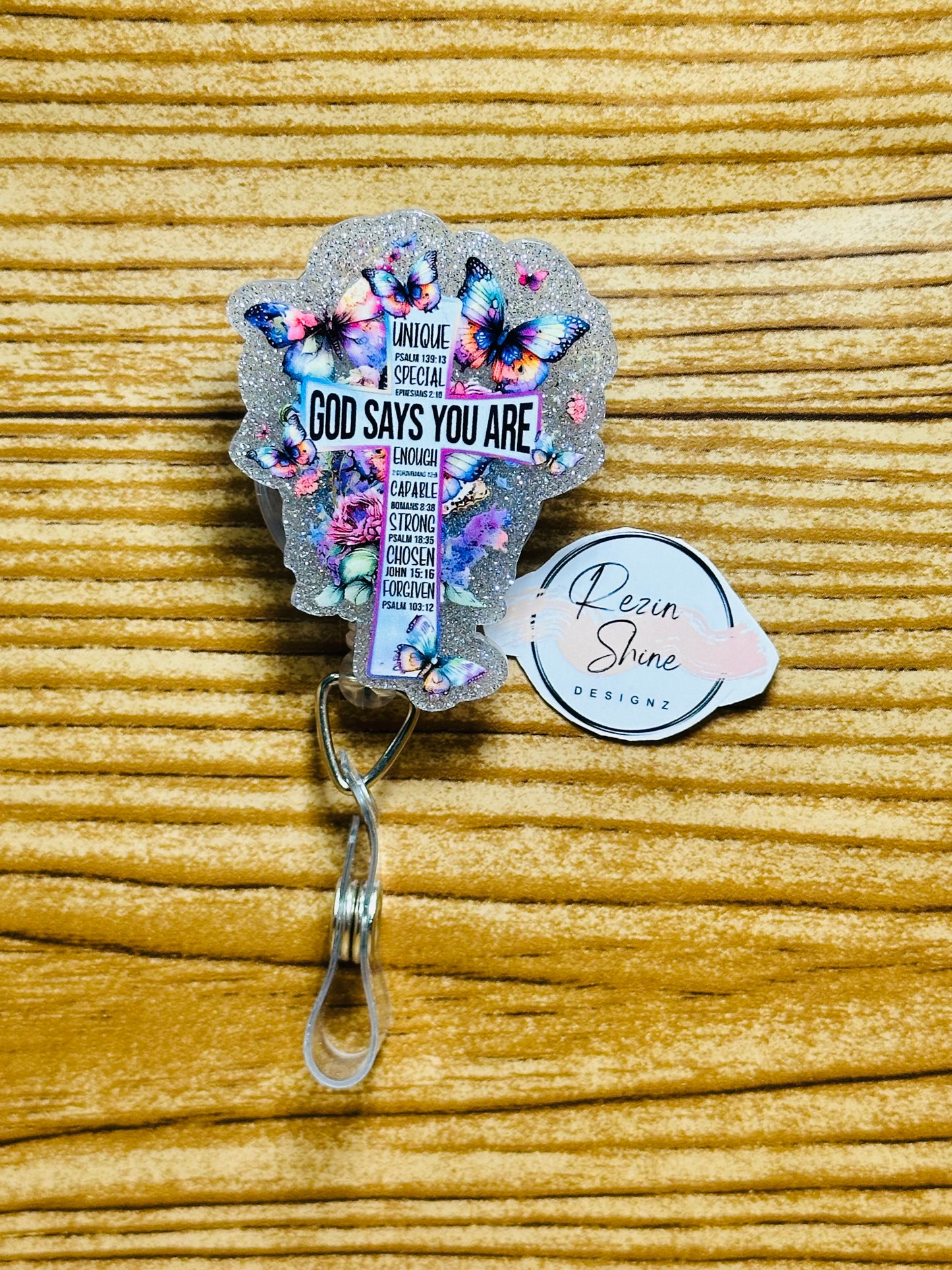 God Says You Are Cross Badge Reel