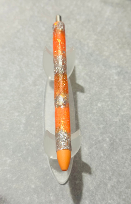 Orange/ Silver Glitter Pen