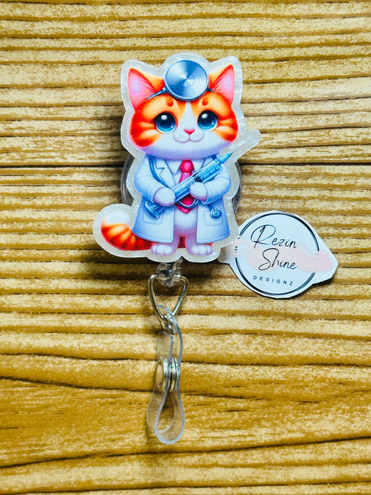 Doctor Cat Badge Reel