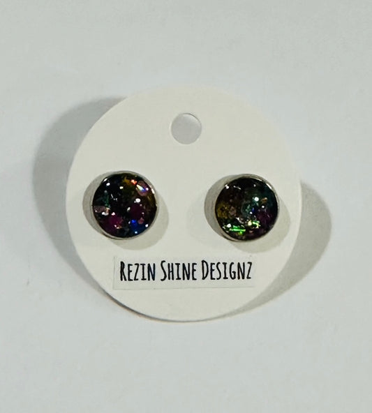 Multi Color 8-10 mm Rezin Stud Earringz