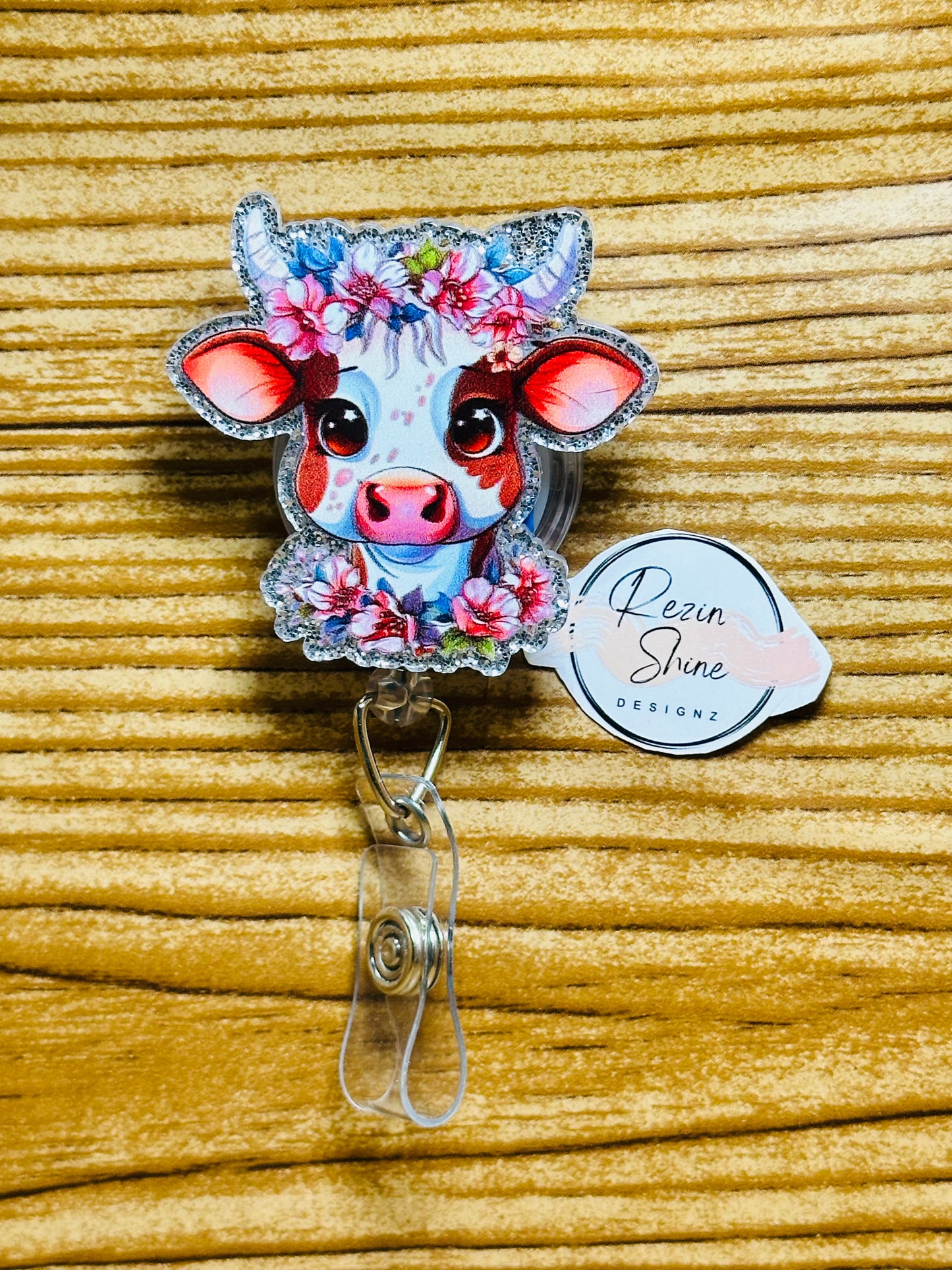 Flower Cow Badge Reel