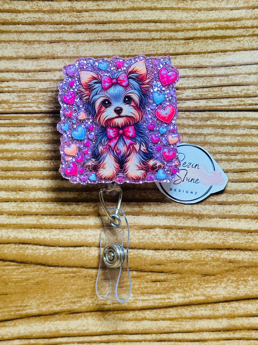 Yorkie Dog Badge Reel
