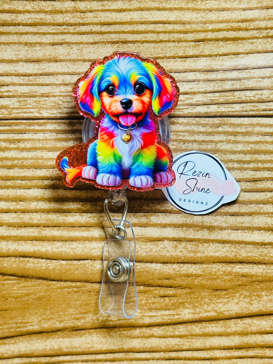 Colorful Dog Badge Reel