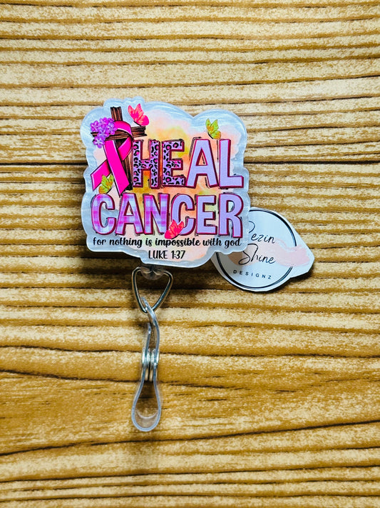 Heal Cancer Pink Badge Reel