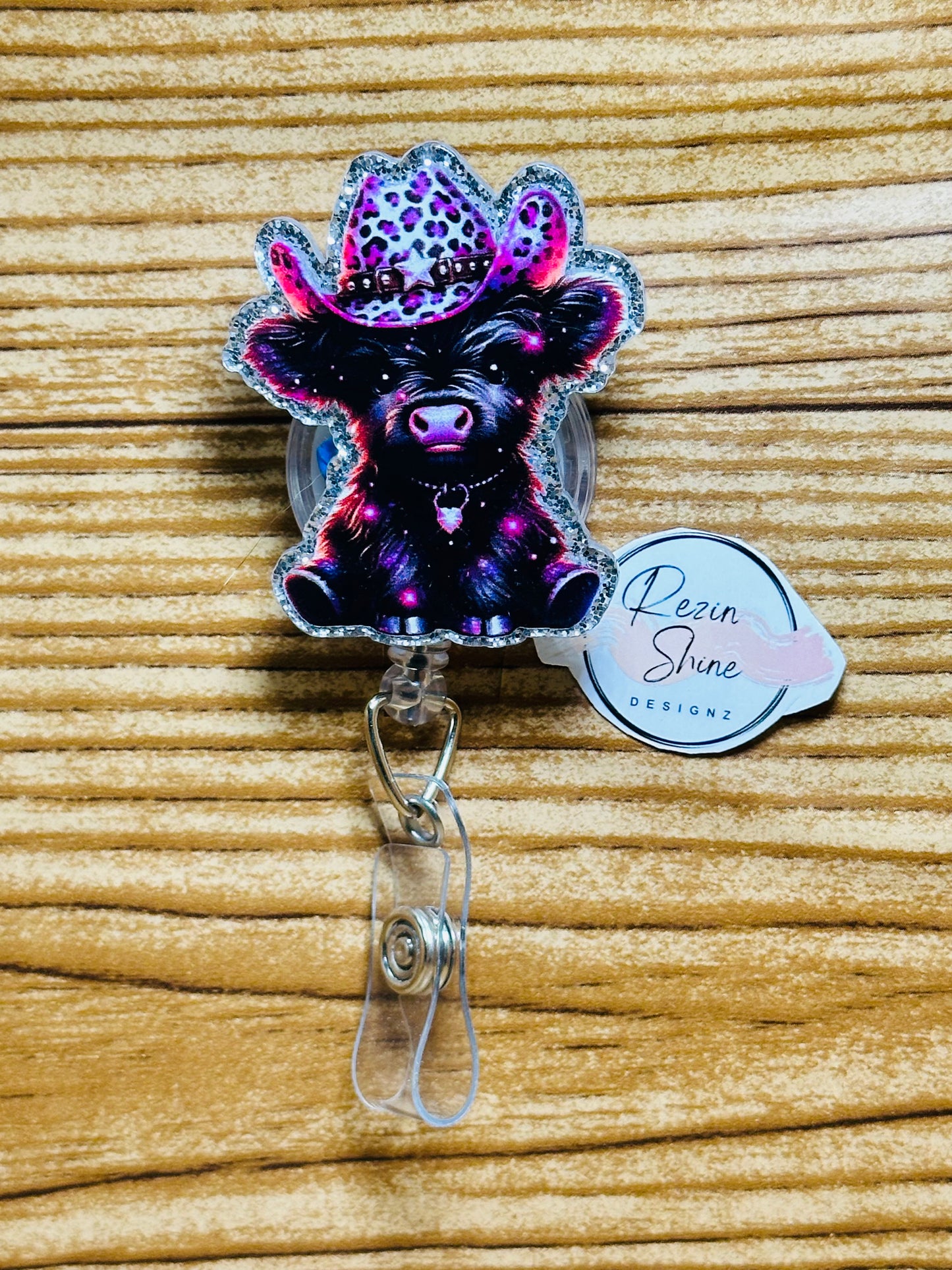 Cowboy Cow Badge Reel