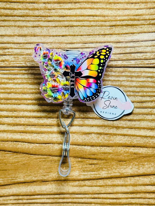 God Says You Are Butterfly Badge Reel