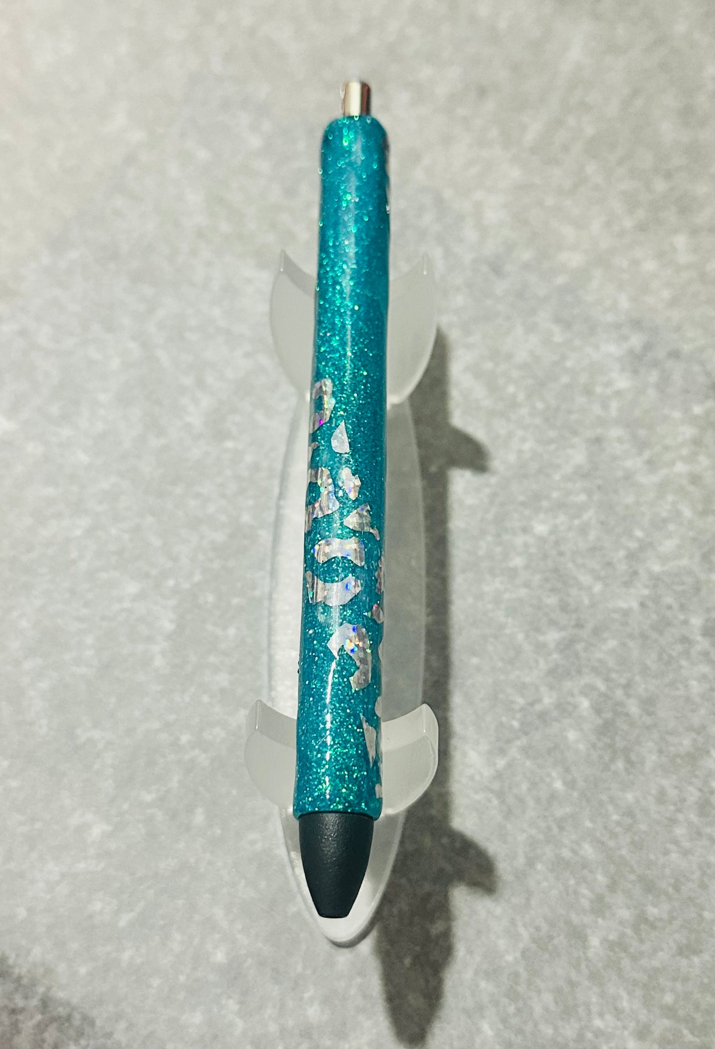 Teal with Design Glitter Pen