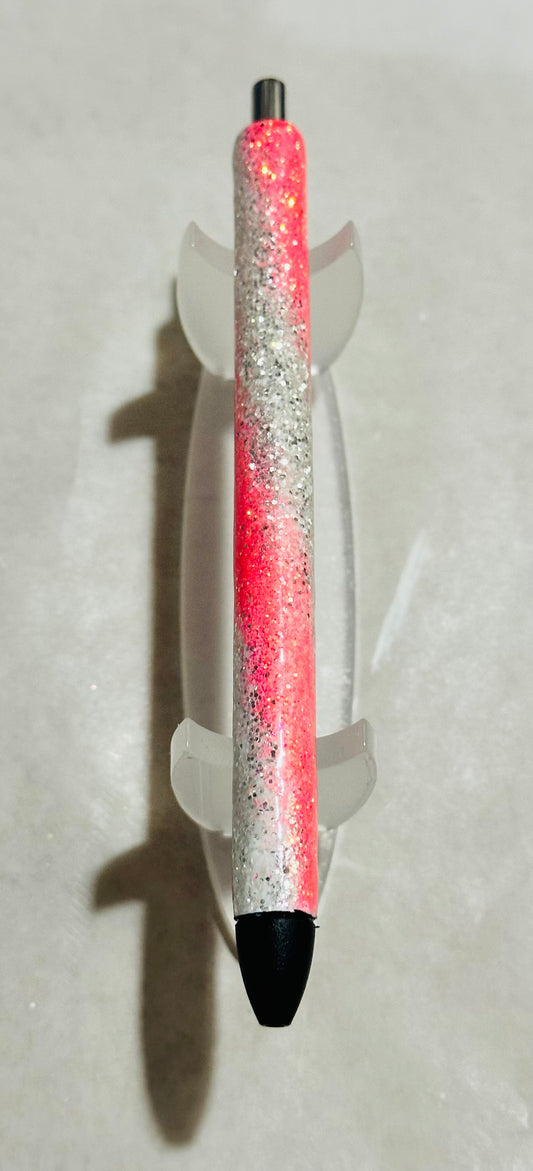 Coral/Silver Swirl Glitter Pen