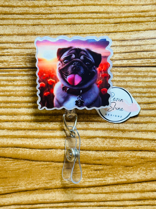 Pug Badge Reel