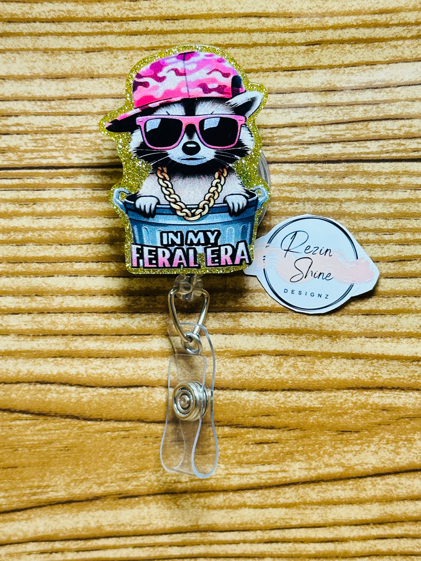 In My Feral Era Racoon Badge Reel