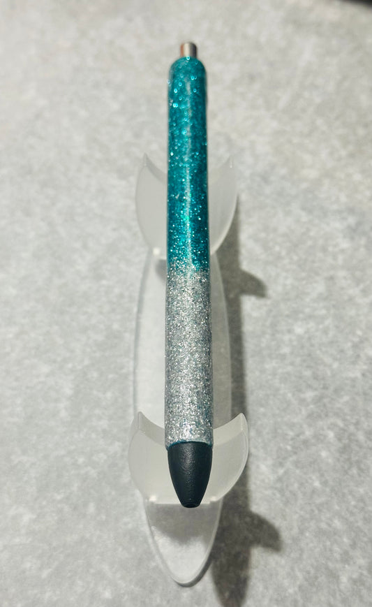Teal/ Silver Glitter Pen