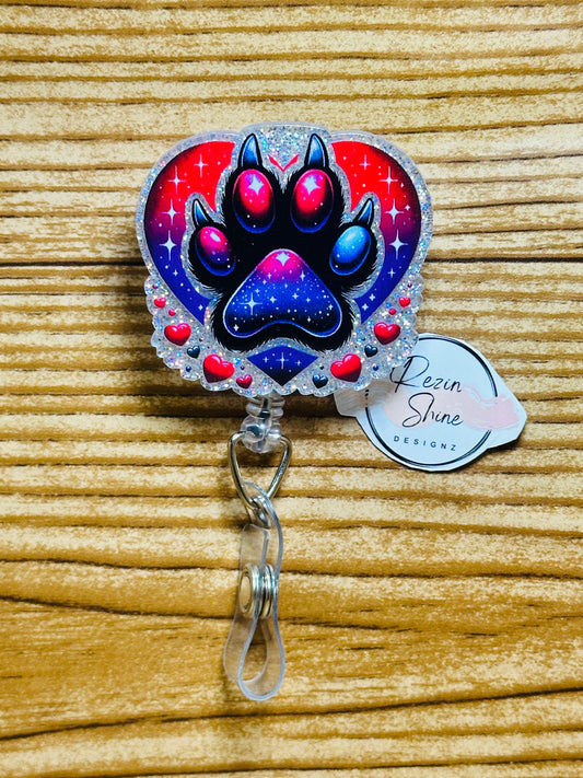 Paw Print Badge Reel