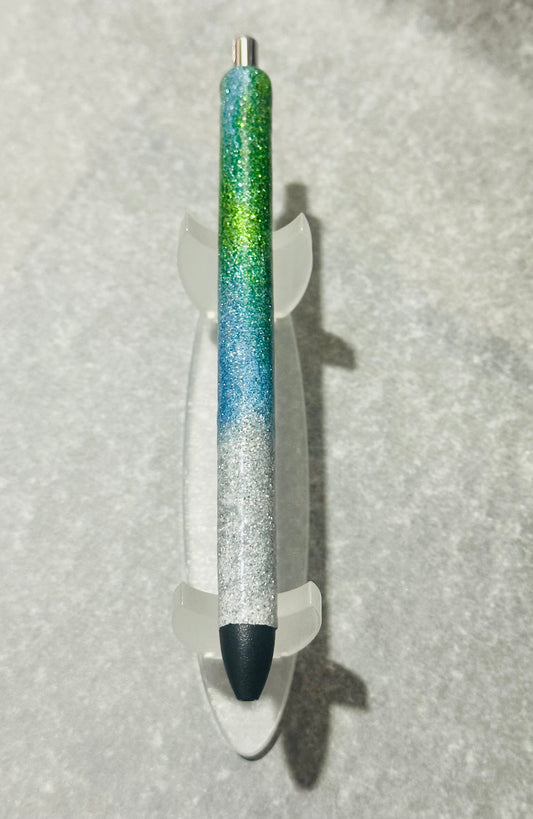 Green/Blue/Silver Glitter Pen