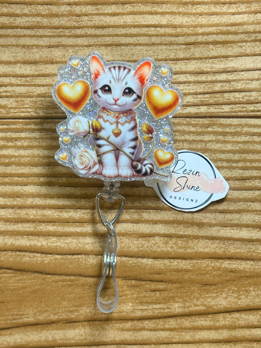 Gold Cat Badge Reel