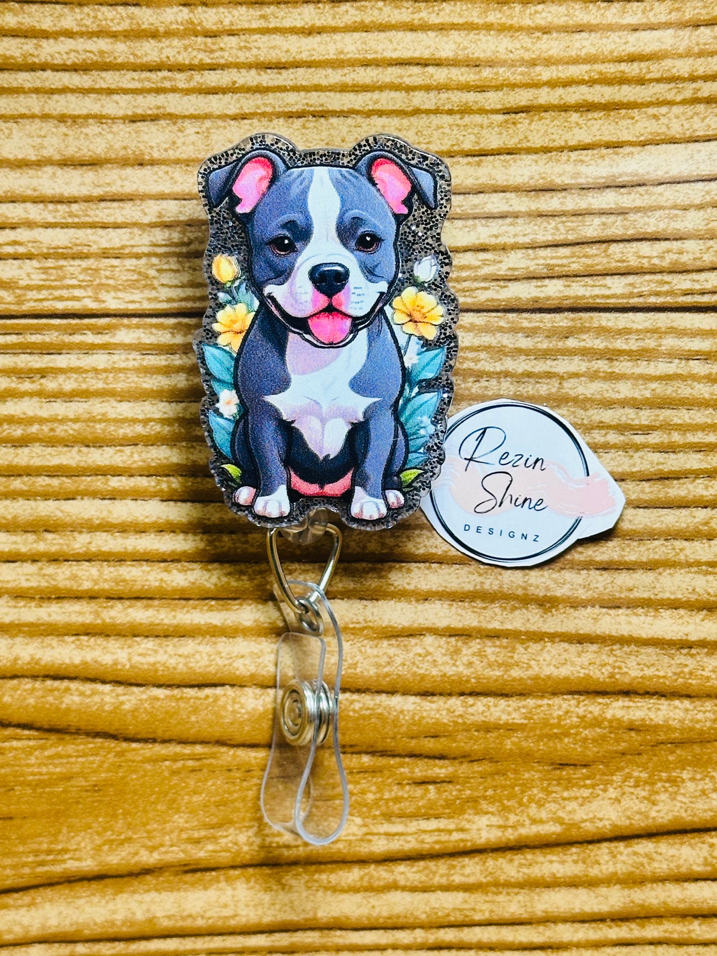 Pit Bull Dog Badge Reel