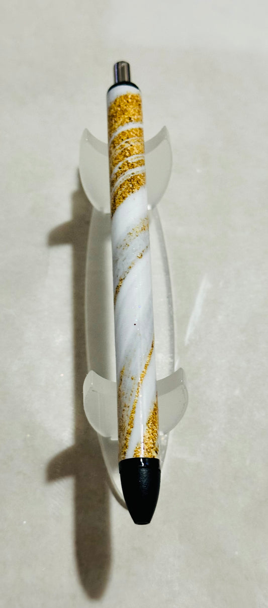 White/Gold Swirl Pen Wrap Pen