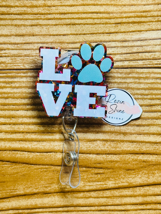 Love Paw Animal Badge Reel