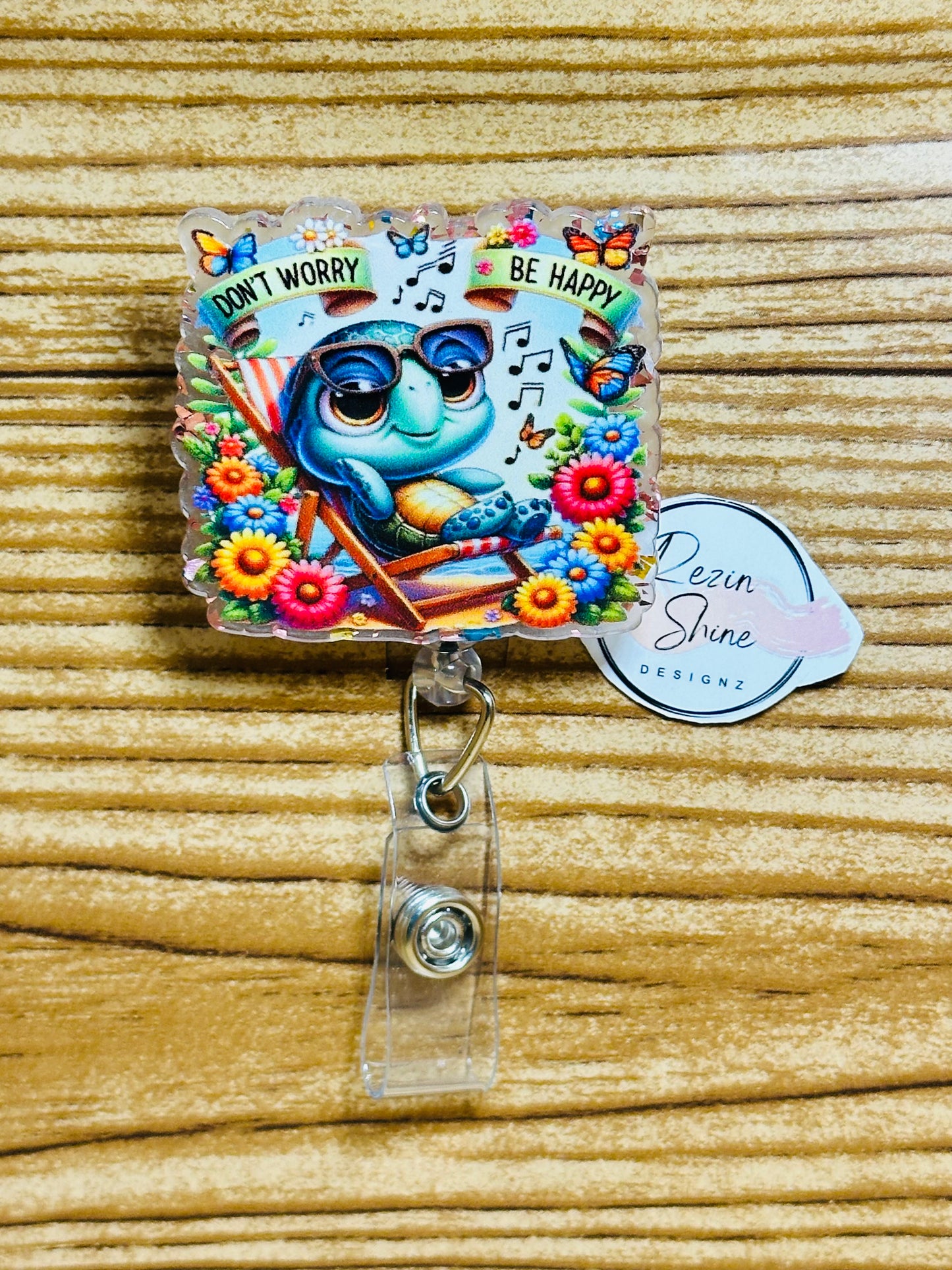 Turtle Don't Worry Be Happy Badge Reel