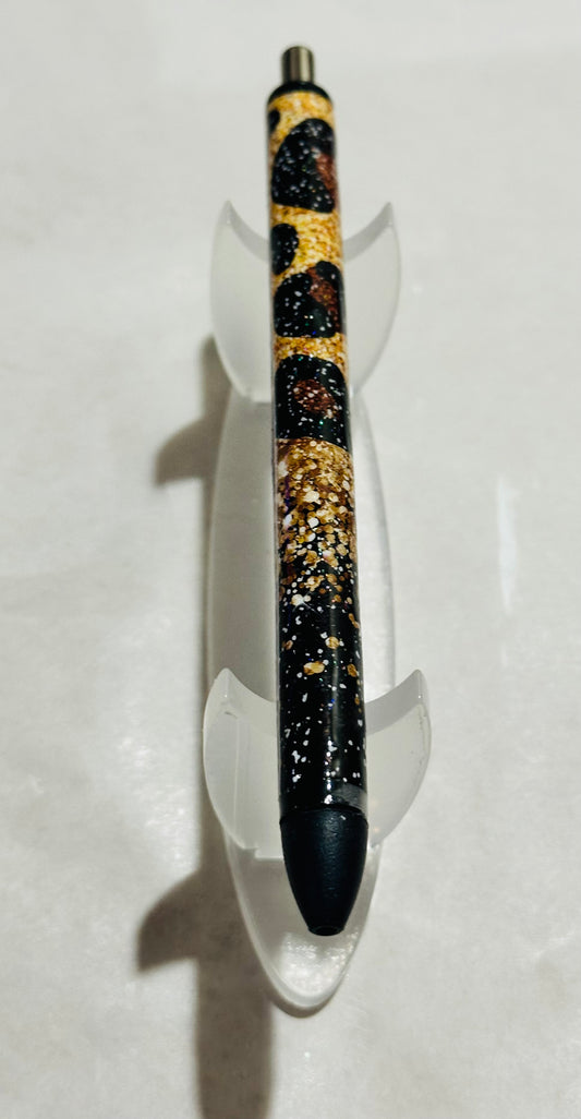 Black/Gold Animal Print Pen Wrap Pen