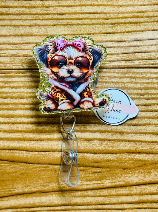 Yorkie Dog Badge Reel