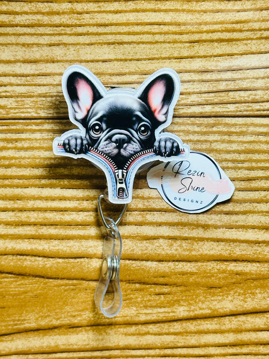 French Bulldog Badge Reel