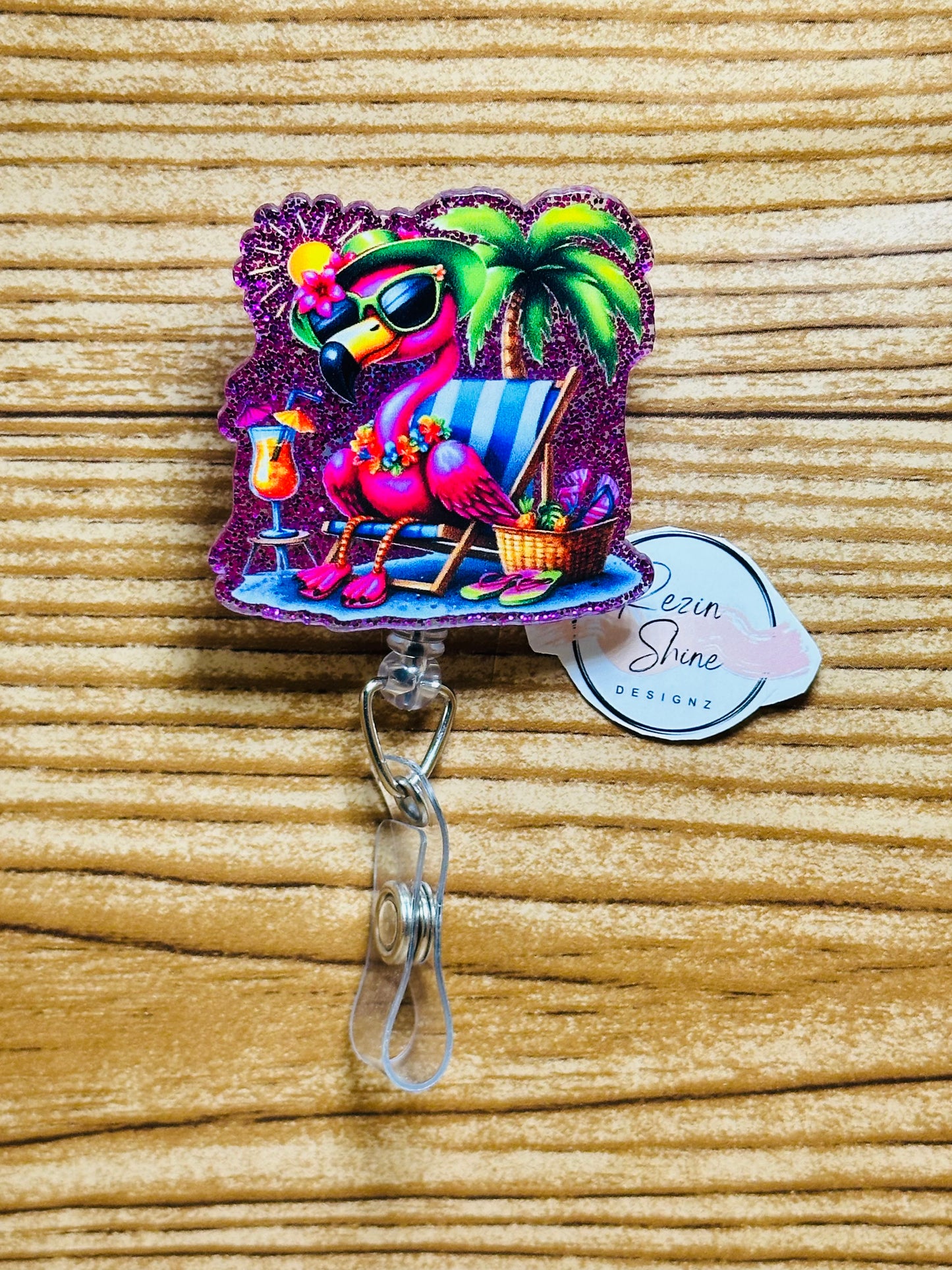 Summer Flamingo Badge Reel