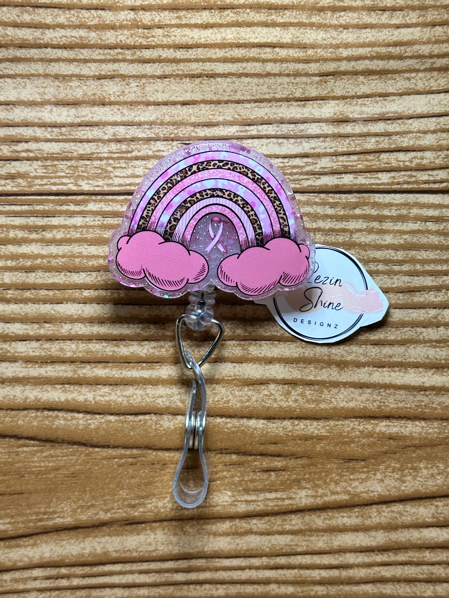 Breast Cancer Pink Rainbow Badge Reel