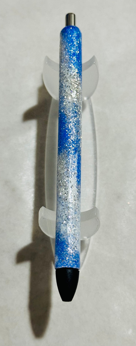 Blue/Silver Swirl Glitter Pen