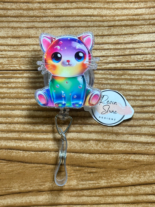 Colorful Cat Badge Reel