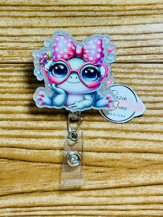 Frog with Glasses Badge Reel