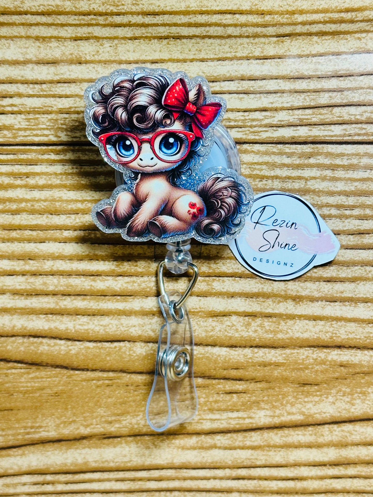 Horse with Glasses Badge Reel